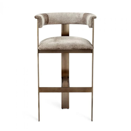 Modern Metal Frame Bar Stool with Soft Upholstered Seat for Dining and Kitchen Use