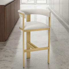 Modern Metal Frame Bar Stool with Soft Upholstered Seat for Dining and Kitchen Use