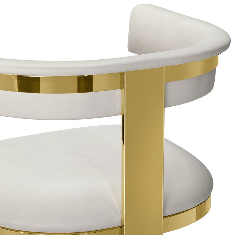 Modern Metal Frame Bar Stool with Soft Upholstered Seat for Dining and Kitchen Use
