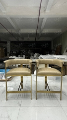 Modern Metal Frame Bar Stool with Soft Upholstered Seat for Dining and Kitchen Use