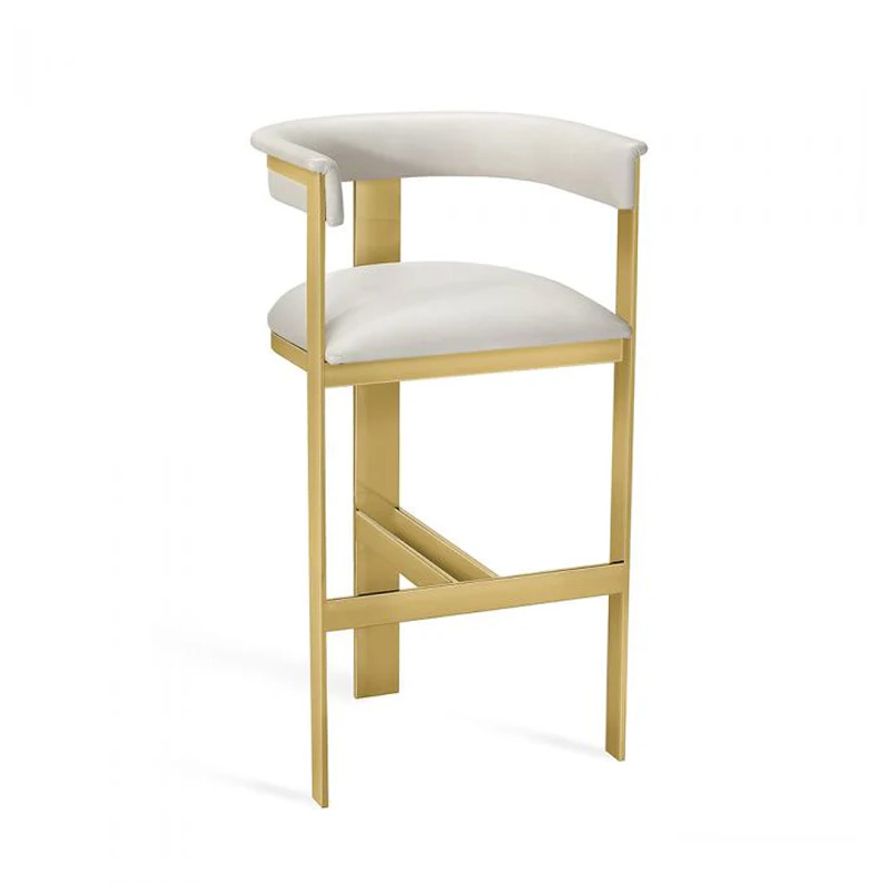 Modern Metal Frame Bar Stool with Soft Upholstered Seat for Dining and Kitchen Use