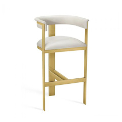 Modern Metal Frame Bar Stool with Soft Upholstered Seat for Dining and Kitchen Use