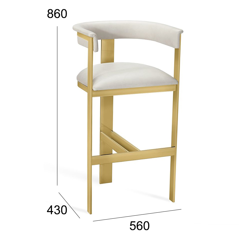Modern Metal Frame Bar Stool with Soft Upholstered Seat for Dining and Kitchen Use