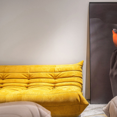 Modern Wrinkle-Textured Suede Sofa for Stylish and Comfortable Living Room Seating
