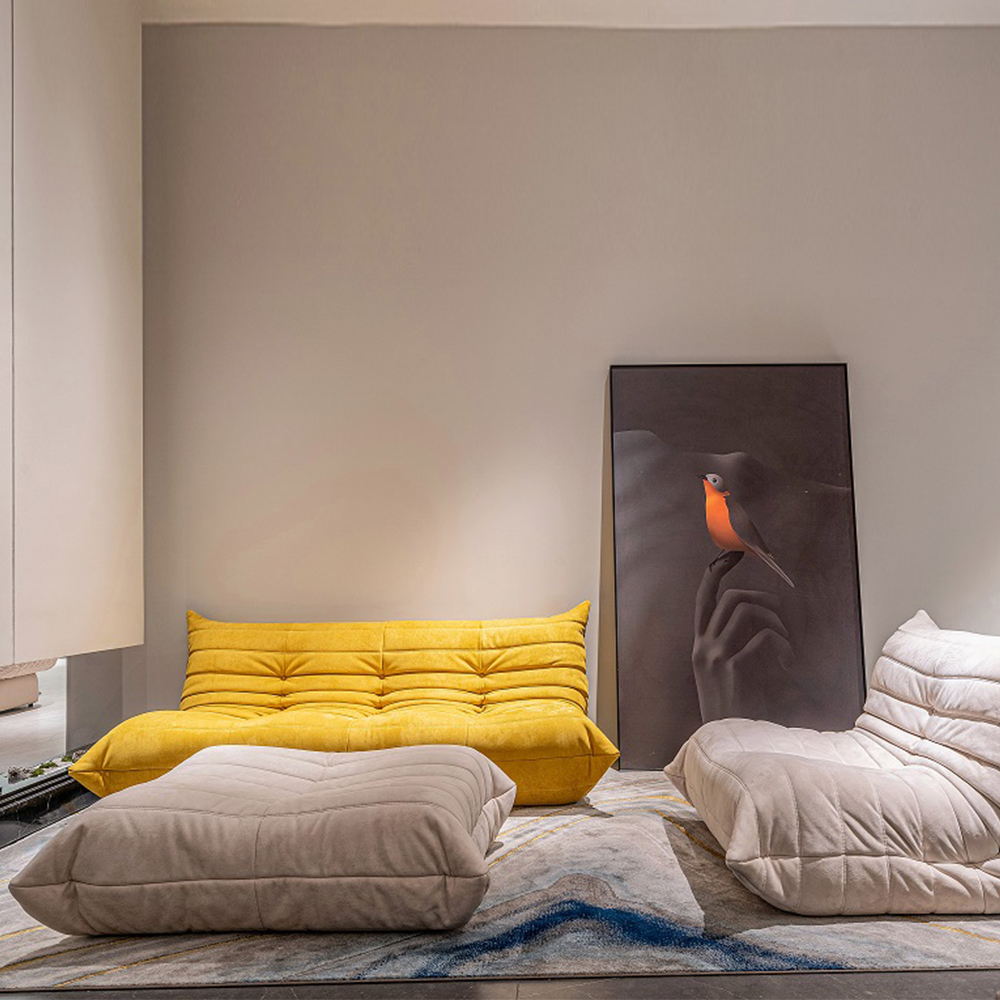 Modern Wrinkle-Textured Suede Sofa for Stylish and Comfortable Living Room Seating