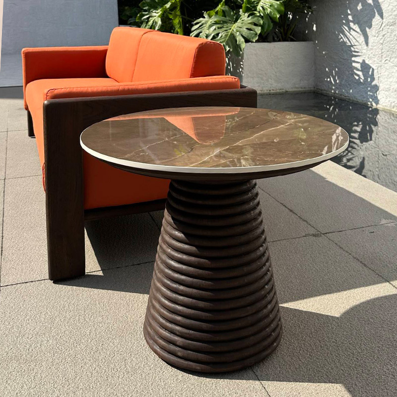 Modern Outdoor Round Side Table with Weather-Resistant Design for Patio and Garden Use
