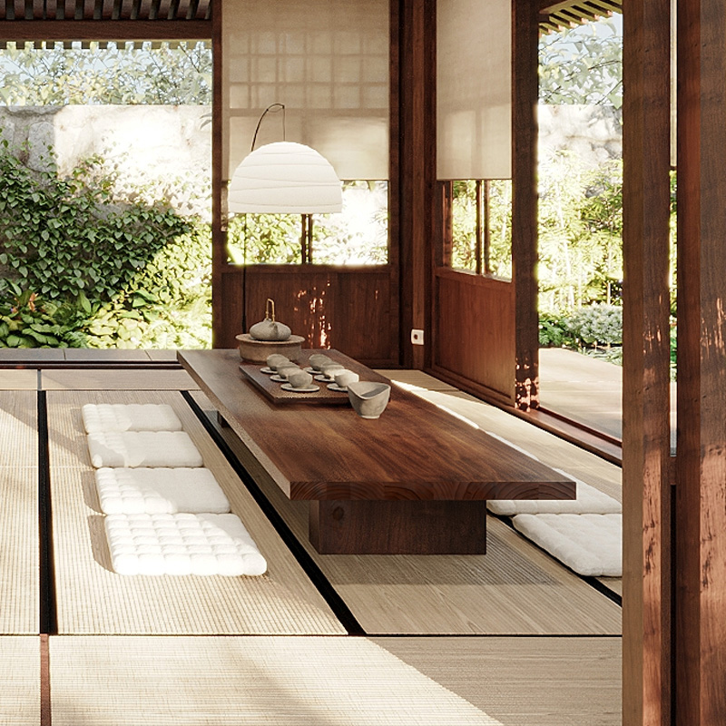 Modern Solid Wood Long Coffee Table