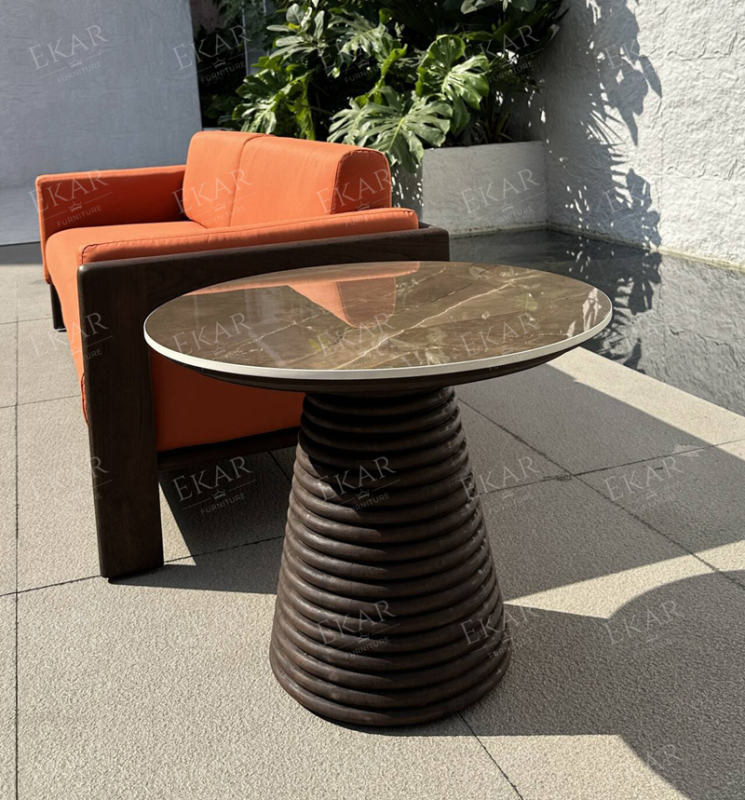Modern Outdoor Round Side Table with Weather-Resistant Design for Patio and Garden Use