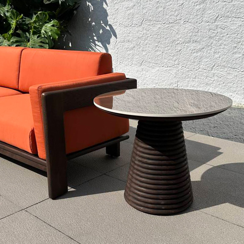 Modern Outdoor Round Side Table with Weather-Resistant Design for Patio and Garden Use
