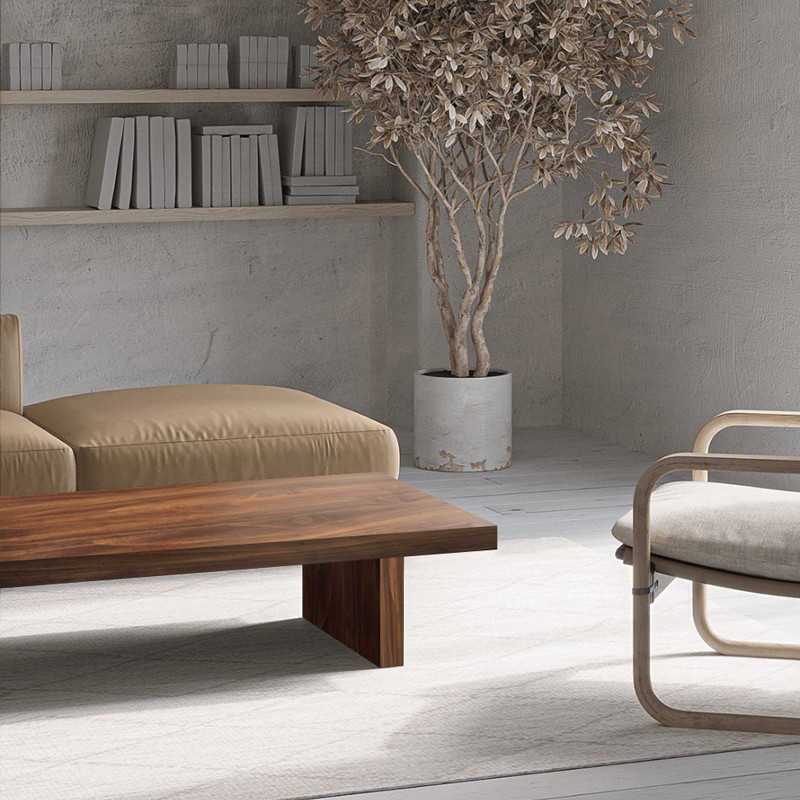 Modern Solid Wood Long Coffee Table