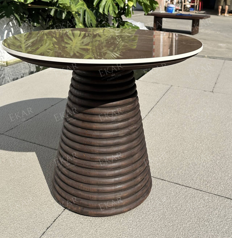 Modern Outdoor Round Side Table with Weather-Resistant Design for Patio and Garden Use