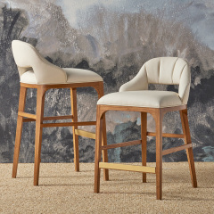 Modern Wood Leg Bar Stool for Dining Room or Kitchen