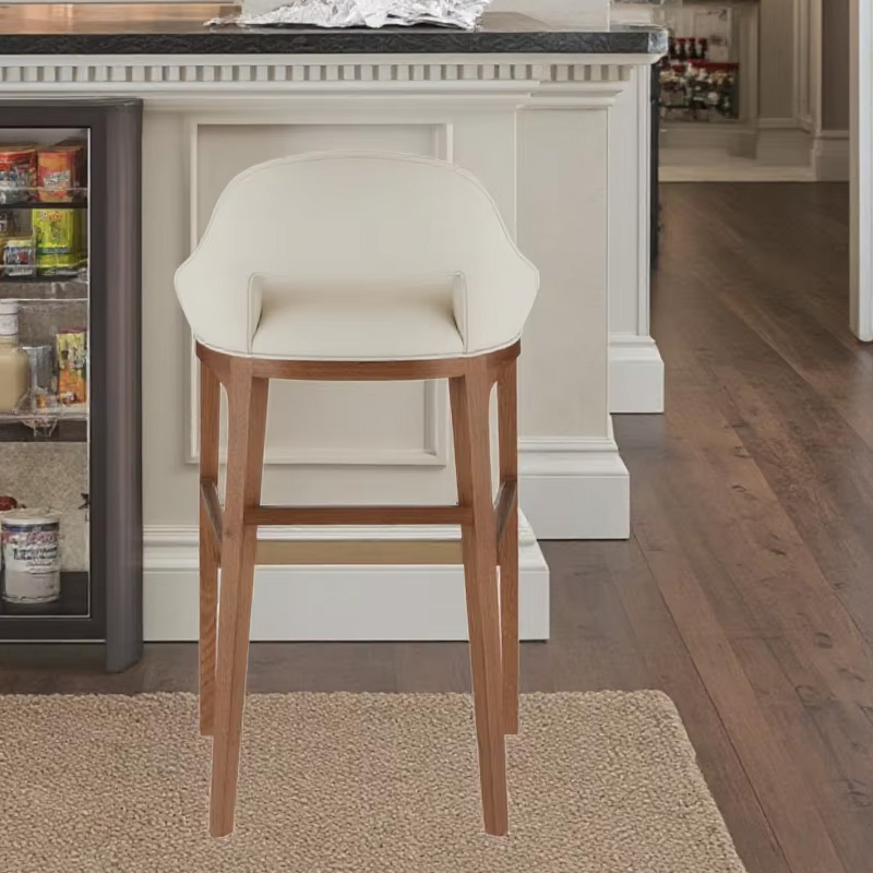 Modern Wood Leg Bar Stool for Dining Room or Kitchen