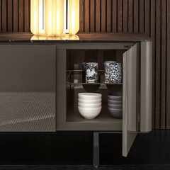 Modern Wooden TV Stand with Storage Compartments for Living Room