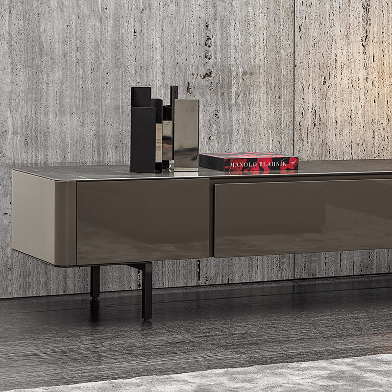 Modern Wooden TV Stand with Storage Compartments for Living Room