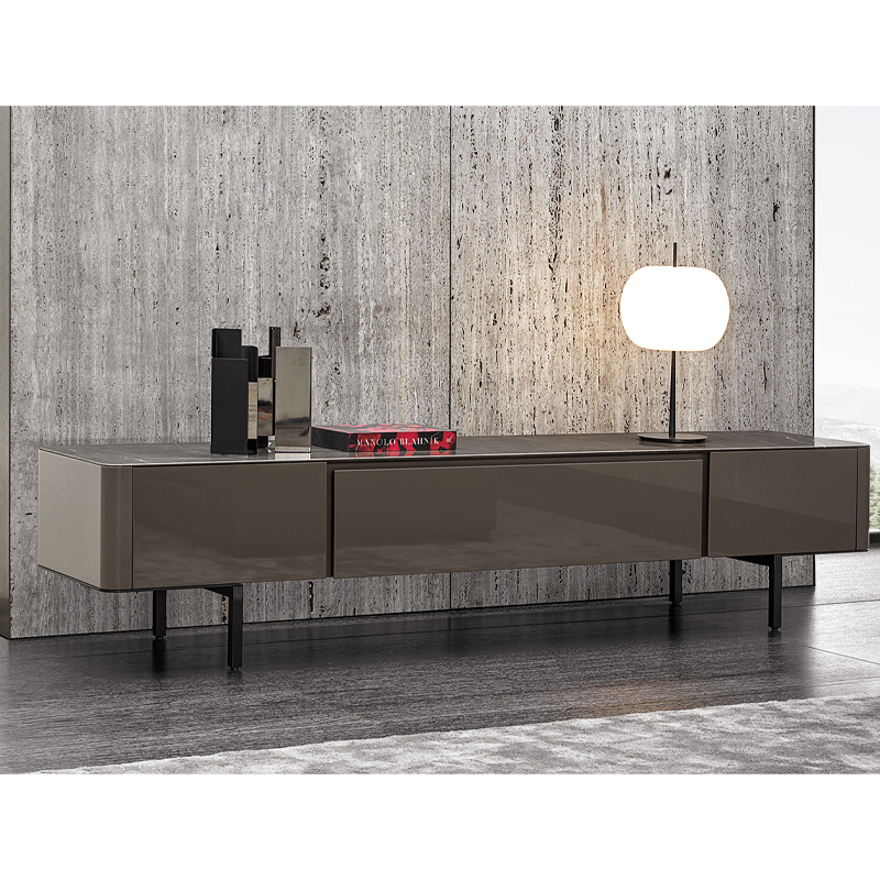 Modern Wooden TV Stand with Storage Compartments for Living Room