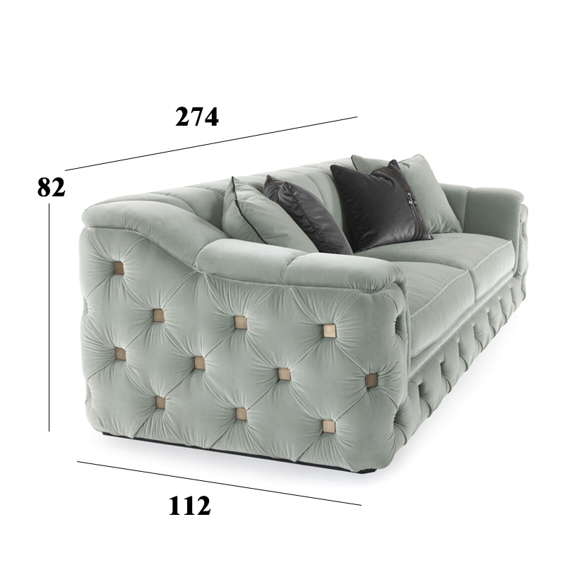 Modern Leather Three-Seater Sofa with Sleek Design for Living Room