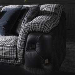 Modern Leather Three-Seater Sofa with Sleek Design for Living Room