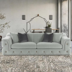 Modern Leather Three-Seater Sofa with Sleek Design for Living Room