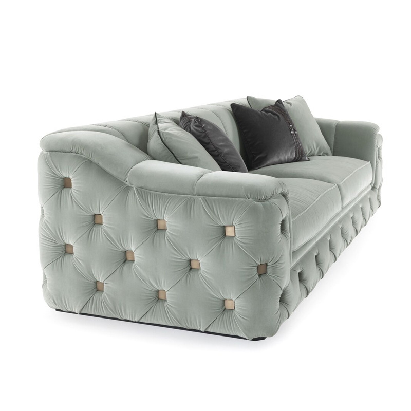Modern Leather Three-Seater Sofa with Sleek Design for Living Room