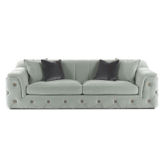 Modern Leather Three-Seater Sofa with Sleek Design for Living Room