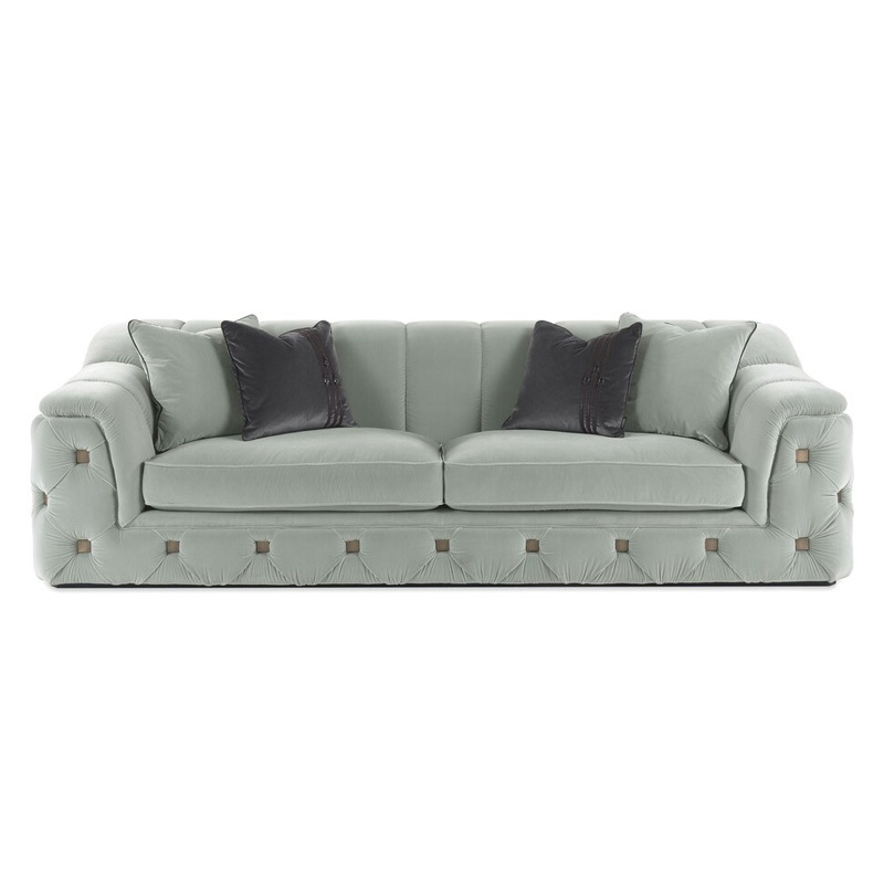 Modern Leather Three-Seater Sofa with Sleek Design for Living Room