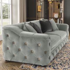 Modern Leather Three-Seater Sofa with Sleek Design for Living Room