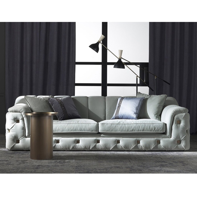 Modern Leather Three-Seater Sofa with Sleek Design for Living Room