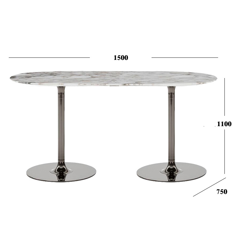 Modern Oval Bar Counter – Sleek Stone and Steel Design for Elegance