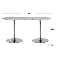 Modern Oval Bar Counter – Sleek Stone and Steel Design for Elegance