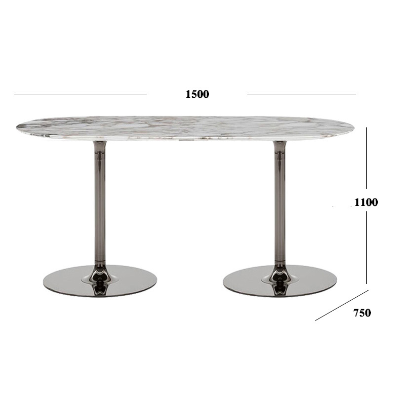 Modern Oval Bar Counter – Sleek Stone and Steel Design for Elegance