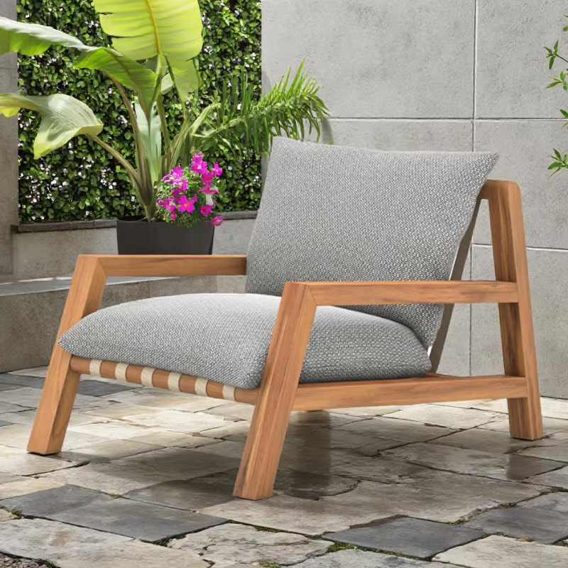 Modern Teak Outdoor Lounge Chair with Durable Design for Relaxation