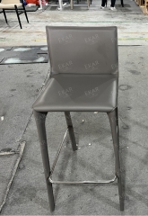 Modern Bar Stool with Leather Upholstery and Metal Frame