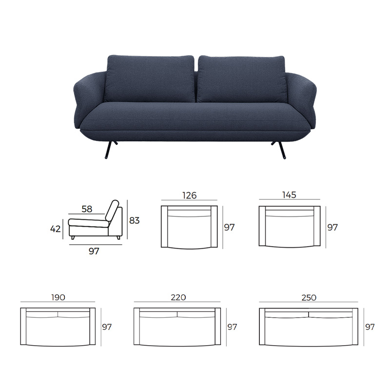 Modern Fabric Sofa with Comfortable Cushions for Living Room Seating