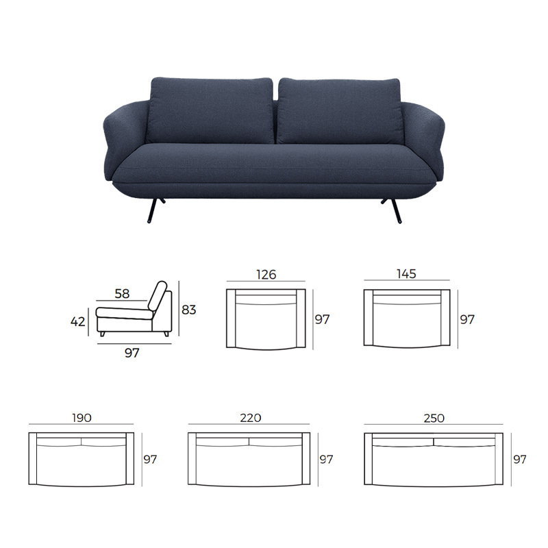 Modern Fabric Sofa with Comfortable Cushions for Living Room Seating