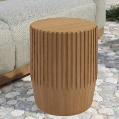 Modern Wooden Outdoor Round Stool for Patio and Garden Use
