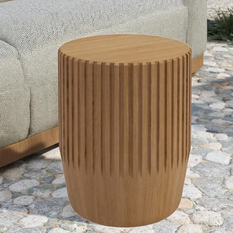Modern Wooden Outdoor Round Stool for Patio and Garden Use