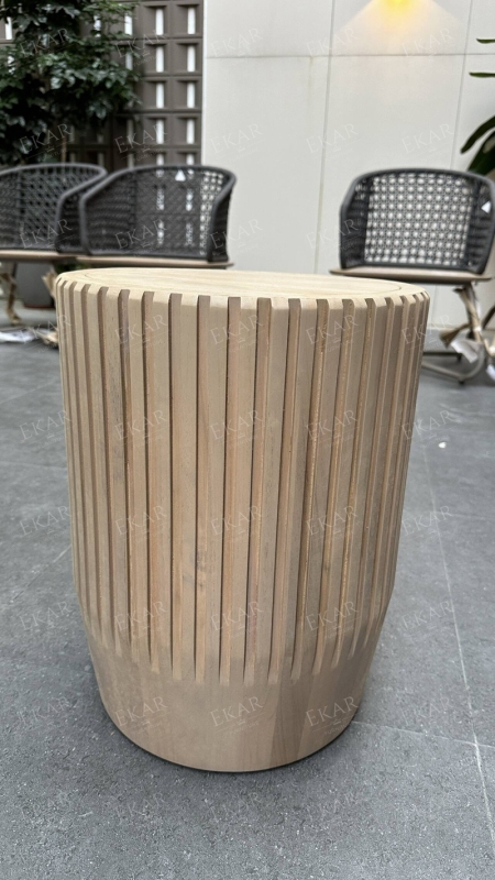 Modern Wooden Outdoor Round Stool for Patio and Garden Use