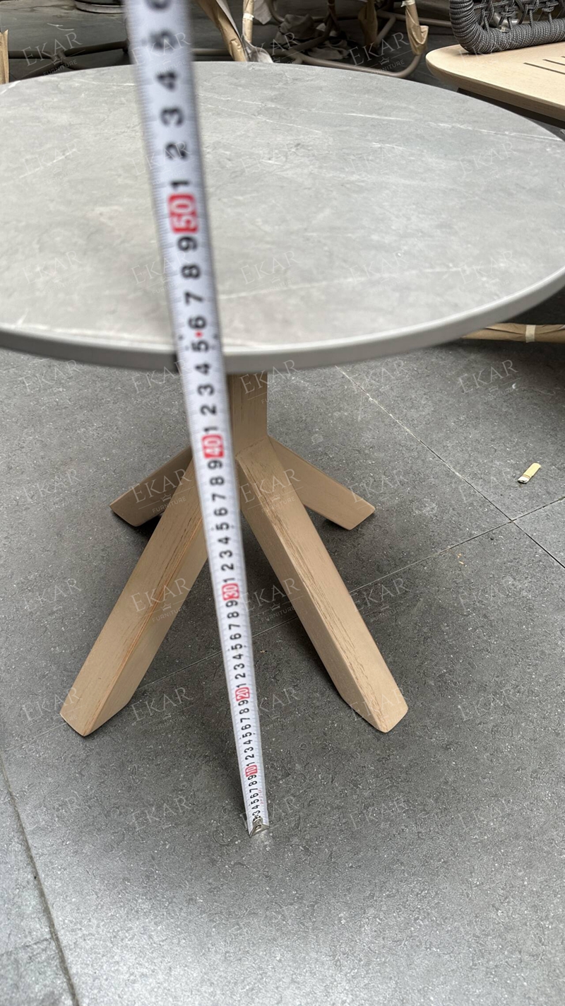 Modern Outdoor Wooden Round Corner Table for Patio and Garden