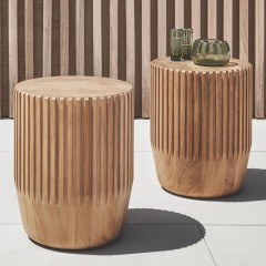 Modern Wooden Outdoor Round Stool for Patio and Garden Use