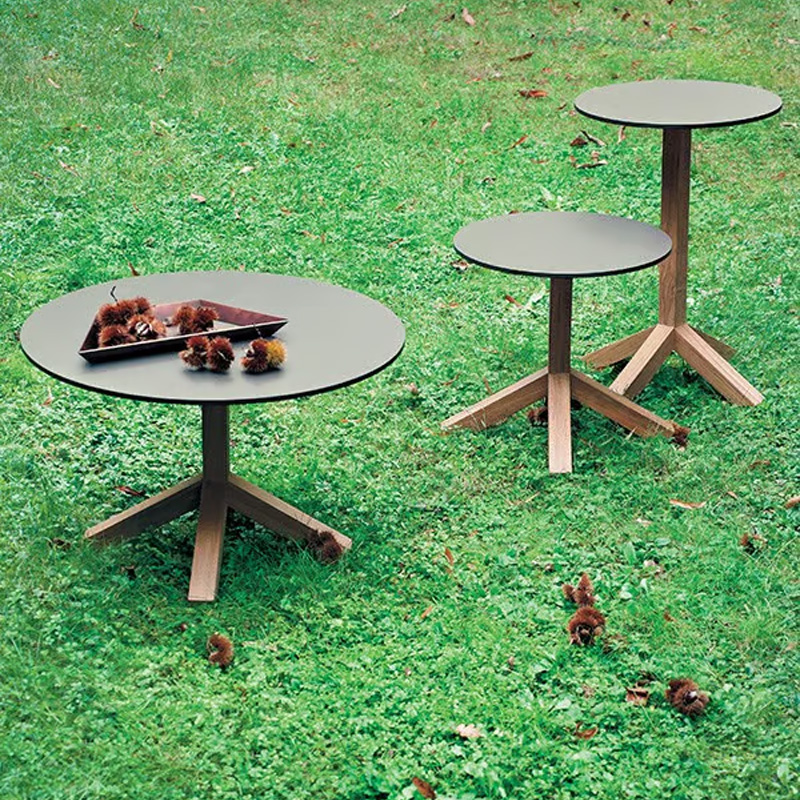 Modern Outdoor Wooden Round Corner Table for Patio and Garden