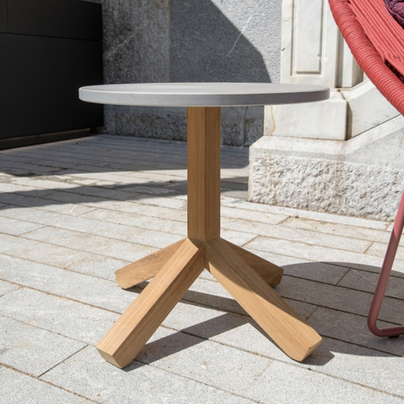 Modern Outdoor Wooden Round Corner Table for Patio and Garden