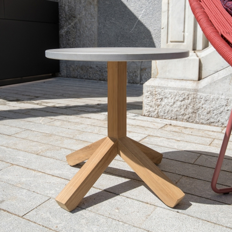 Modern Outdoor Wooden Round Corner Table for Patio and Garden