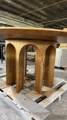 Modern Outdoor Wooden Round Dining Table for Patio and Garden