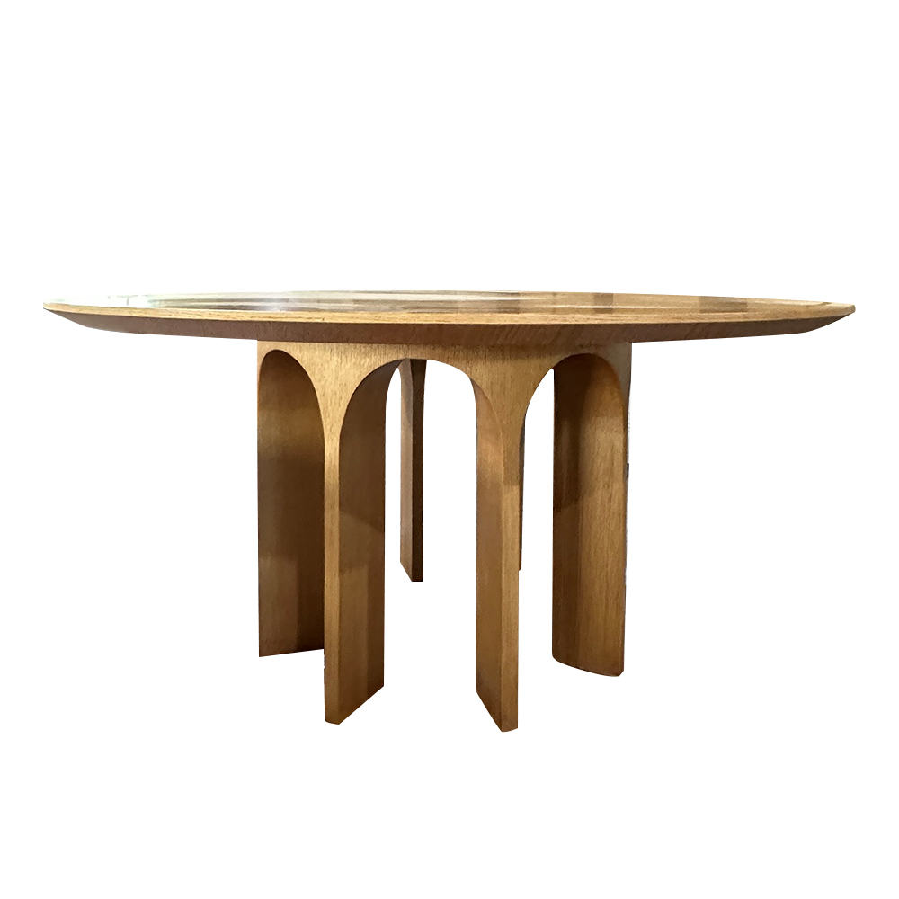 Modern Outdoor Wooden Round Dining Table for Patio and Garden