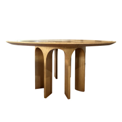 Modern Outdoor Wooden Round Dining Table for Patio and Garden