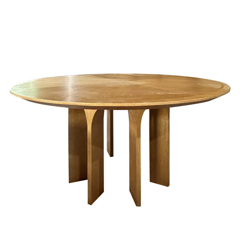 Modern Outdoor Wooden Round Dining Table for Patio and Garden