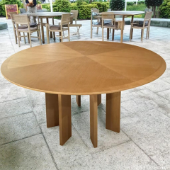 Modern Outdoor Wooden Round Dining Table for Patio and Garden