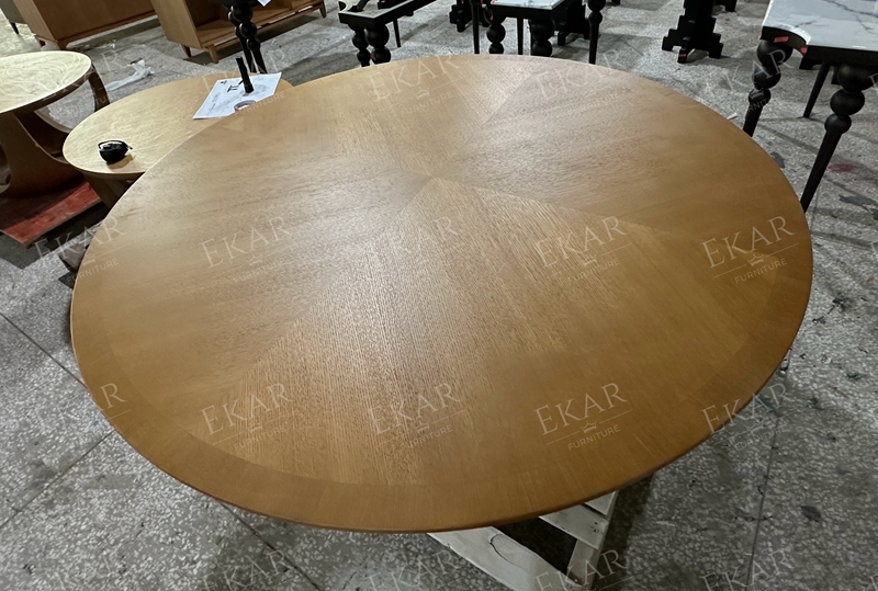 Modern Outdoor Wooden Round Dining Table for Patio and Garden