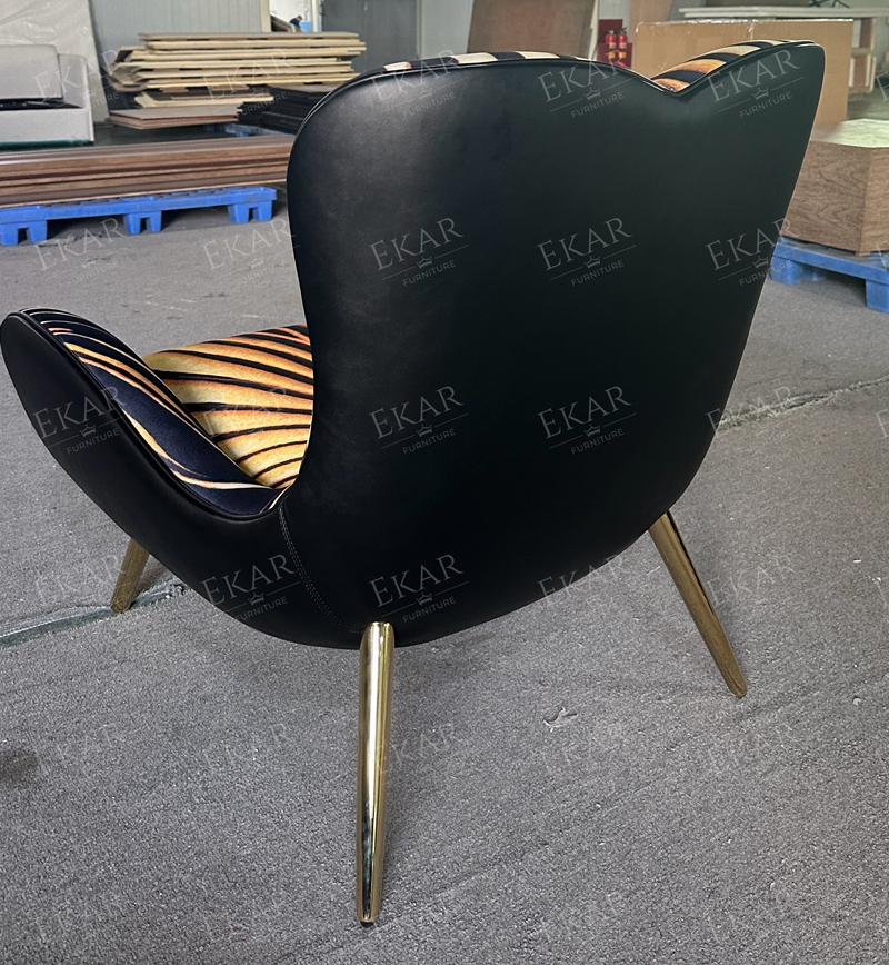 Modern Brass Lounge Chair with Fabric and Ultra-Fine Detailing